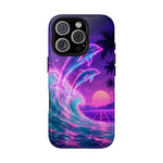 Neon Dolphin Ocean Vaporwave Art Tough Phone Case