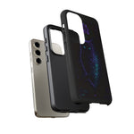 Glitch Owl Silhouette Art Tough Phone Case - Violet Teal