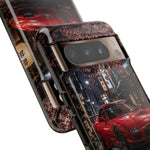 Red FD RX-7 Blossom Alley Tough Phone Case - Rain-Slicked Night