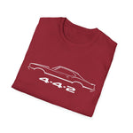 1970 442 Classic Muscle Car Outline T-Shirt Line Art Silhouette Emblem Car Fan Gift