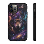 Cosmic Wolf Phone Case, Galaxy Nebula Portrait Tough Cover, Gift