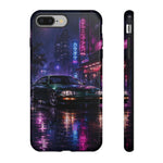 Neon City Night Prelude JDM Car phone case | Vaporwave rainy street
