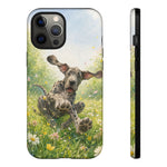 Playful Dog in Meadow Great Dane phone case | Puppy Art Tough Cover