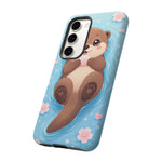 Kawaii Otter Animal Phone Case, Floating Shell Vector Cute Cover