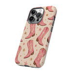 Pink Cowboy Boots phone case | Western pattern | Pastel stars