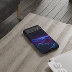 Retro Neon Mountains Phone Case | Vaporwave Galaxy Landscape