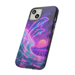 Neon Dolphin Ocean Vaporwave Art Tough Phone Case