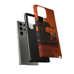 Orange Mustang Art Phone Case, GT500 American Muscle Car Tough Cover for Male