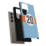 Copy of Blue Orange Number 20 Retro Racing Stripe Tough Phone Case Cover