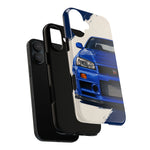 R34 Skyline GT-R Bayside Blue Tough Phone Case for 90s JDM Fans