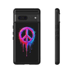 Glitch Peace Sign Phone Case, RGB Melt Digital Art Tough Cover, Gift