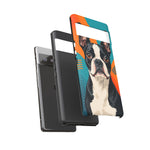 Boston Terrier Pop-Art Portrait Tough Phone Case - Teal Orange