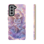 Cherub Cloud Throne Phone Case, Pastel Marble 3D Render Cover