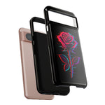 Glitch Rose Neon Phone Case Vaporwave Tough Cover