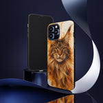 Maine Coon Watercolor Portrait Tough Phone Case - Amber Ears