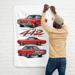 1965 442 Convertible Red Banner 34x56 Garage Man Cave Wall Decor Gift