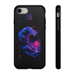 Cresting Wave Glitch Art Tough Phone Case - Blue Magenta