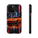 Orange Supra Phone Case, Neon City Night JDM Sports Car Tough Cover