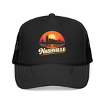 Nashville Trucker Hat Retro Sunset Skyline Nashville Tennessee Snapback Cap Country Music City Foam Hat