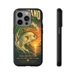Golden Pompano Fish Phone Case | Coastal Sunset Surf Illustration