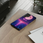 Neon Vaporwave Moonphone Case | Retro 80s Grid Sunset Phone Case