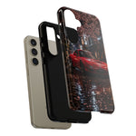 Red FD RX-7 Blossom Alley Tough Phone Case - Rain-Slicked Night