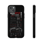 R35 GTR Infographic Phone Case, Black Spec Sheet Tough Cover