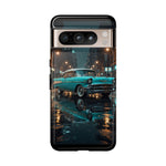 Vintage Teal 1957 Bel Air Classic Car Tough Case | Retro Rainy City Phone Cover