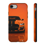 Orange Mustang Art Phone Case, GT500 American Muscle Car Tough Cover for Male