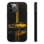 Yellow Camaro Z28 Phone Case, Classic Muscle Car Studio Stripe Cover