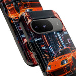 Orange Supra Phone Case, Neon City Night JDM Sports Car Tough Cover