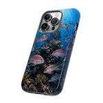 Snapper Reef Phone Case, Sunlit School Ocean Fishing Tough Cover