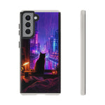 Lo-Fi Cat Neon Rain Window Vaporwave Art Tough Phone Case