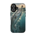 Striped Bass Phone Case, Sunset Topwater Strike Cover for Anglers