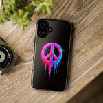 Glitch Peace Sign Phone Case, RGB Melt Digital Art Tough Cover, Gift