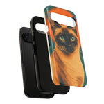 Siamese Cat Retro Halftone Portrait Case - Orange Teal Print