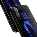 Glitch Wolf Howl Art Tough Phone Case - Blue Violet