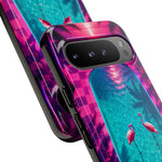 Neon Flamingo Pool Vaporwave Art Tough Phone Case