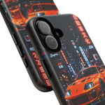 Orange Supra Phone Case, Neon City Night JDM Sports Car Tough Cover