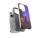 Lo-Fi Cat Neon Rain Window Vaporwave Art Tough Phone Case