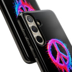 Glitch Peace Sign Phone Case, RGB Melt Digital Art Tough Cover, Gift