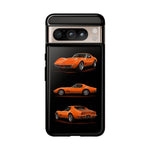 C3 Corvette Art Phone Case Orange, Three-View Vector Cover, Gift