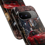 Red FD RX-7 Blossom Alley Tough Phone Case - Rain-Slicked Night