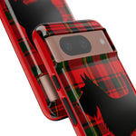 Scottish Terrier Silhouette Plaid Art Tough Phone Case