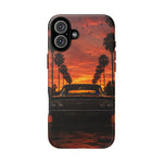 Black Impala Lowrider Sunset Tough Phone Case - Palm Silhouette