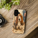Guilty Basset Hound Phone Case, Muddy Watercolor Art Cover