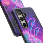 Neon Dolphin Ocean Vaporwave Art Tough Phone Case