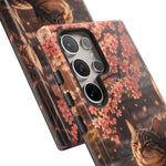 Cherry Blossom Cat Phone Case, Painterly Spring Art Cover