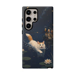 Turkish Van Swimming Cat Tough Case | Whimsical Night Pond, Lily Pads, Ducks