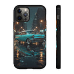 Vintage Teal 1957 Bel Air Classic Car Tough Case | Retro Rainy City Phone Cover